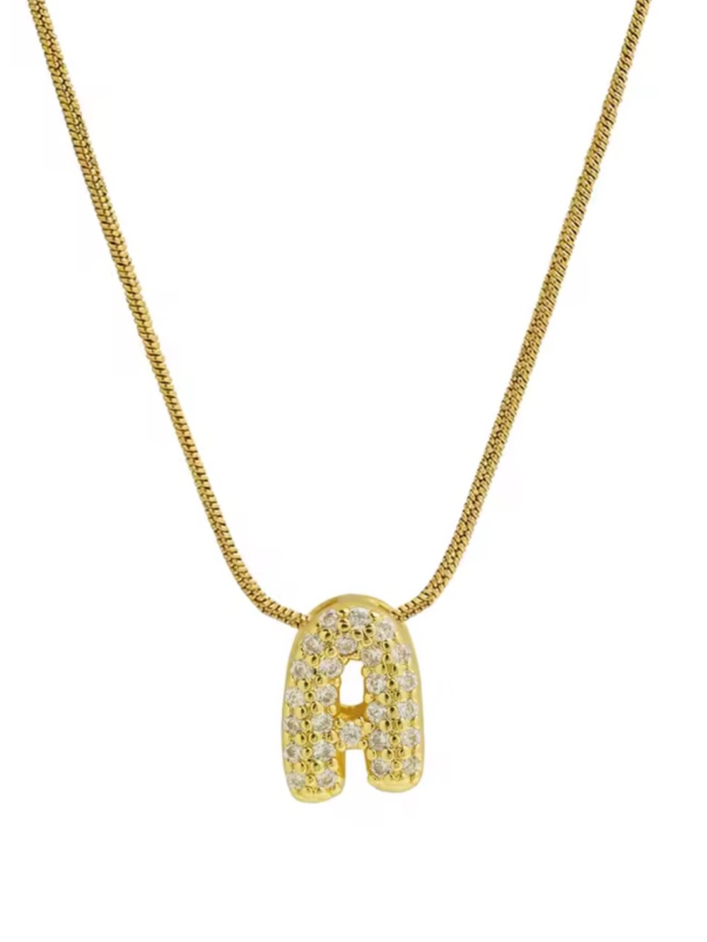 Gold Pavé Initial 'A' Pendant Necklace